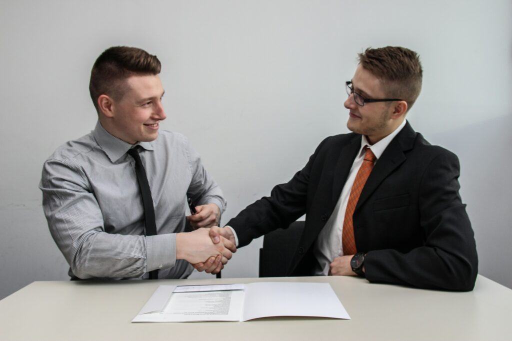 Group of business professionals having a discussion
