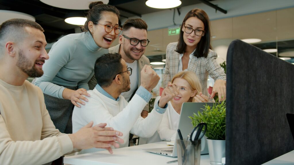 Group of colleagues laughing together